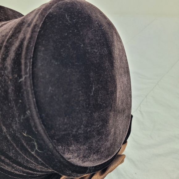 Giovannio Dark Brown Velvet Hat Brim Large Satin Flower Fancy Bucket Coquette OS - Picture 7 of 10